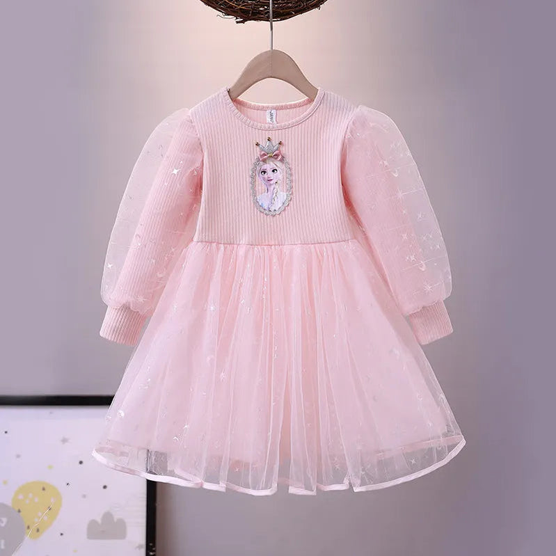 2024 Elsa Princess Dress Baby Girls Dress Spring Autumn Kids Dress Party Long-sleeved Children's Frozen Formal Dress 2-9Y Photo Color 4