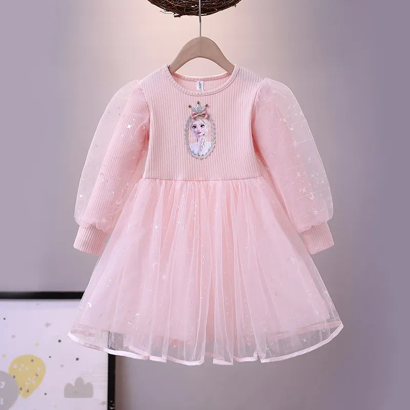 2024 Elsa Princess Dress Baby Girls Dress Spring Autumn Kids Dress Party Long-sleeved Children's Frozen Formal Dress 2-9Y Photo Color 4