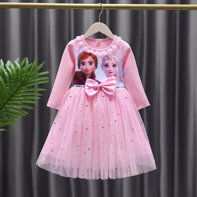 2024 Elsa Princess Dress Baby Girls Dress Spring Autumn Kids Dress Party Long-sleeved Children's Frozen Formal Dress 2-9Y Photo Color 3