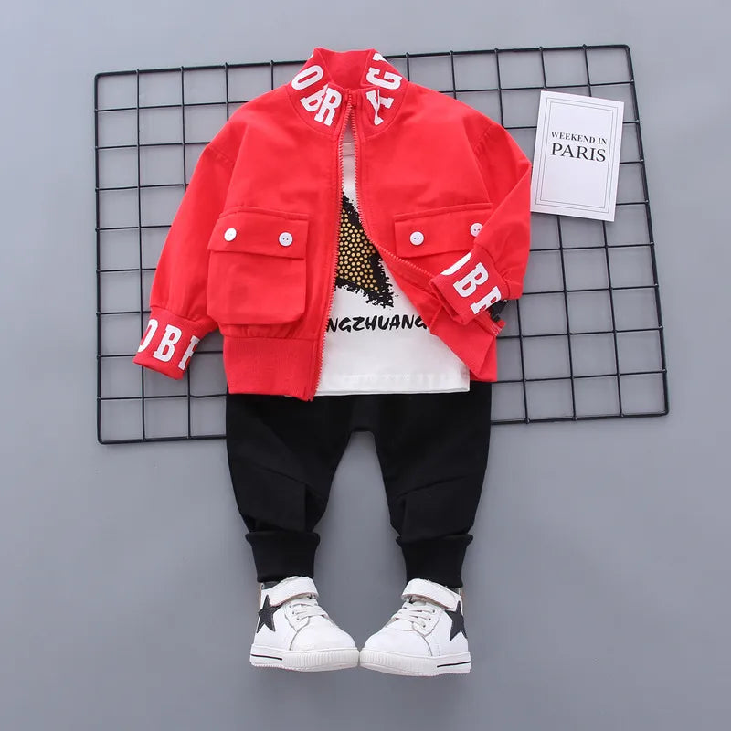 2024 Fashion Autumn Baby Boys Clothes Set Boys Sport Suit Children Sets Kids Clothes Denim Clothes For Boys Clothing 1 3 4 Year red 3