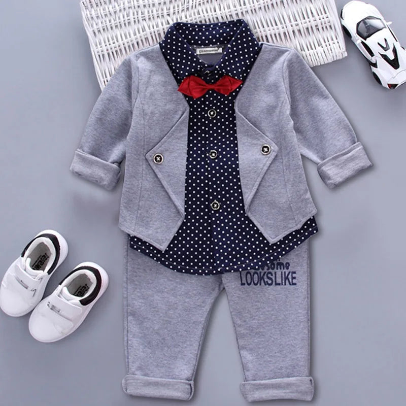 2024 Fashion Autumn Baby Boys Clothes Set Boys Sport Suit Children Sets Kids Clothes Denim Clothes For Boys Clothing 1 3 4 Year Gray