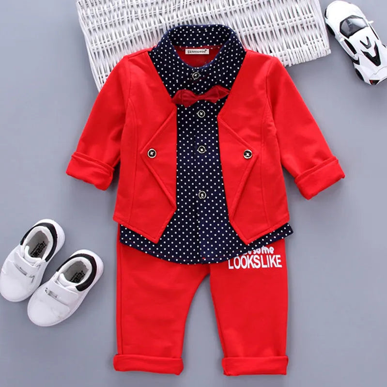 2024 Fashion Autumn Baby Boys Clothes Set Boys Sport Suit Children Sets Kids Clothes Denim Clothes For Boys Clothing 1 3 4 Year Red