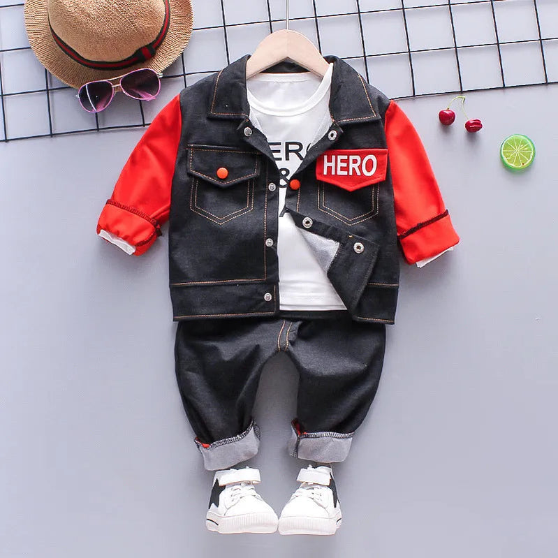 2024 Fashion Autumn Baby Boys Clothes Set Boys Sport Suit Children Sets Kids Clothes Denim Clothes For Boys Clothing 1 3 4 Year red