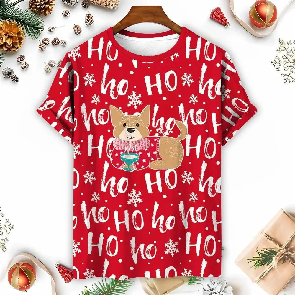2024 Happy Christmas Women Men's T-Shirt Summer Short Sleeve Casual Fashion 3D Printed Tee Christmas T Shirt New Year Gift wjr1101059