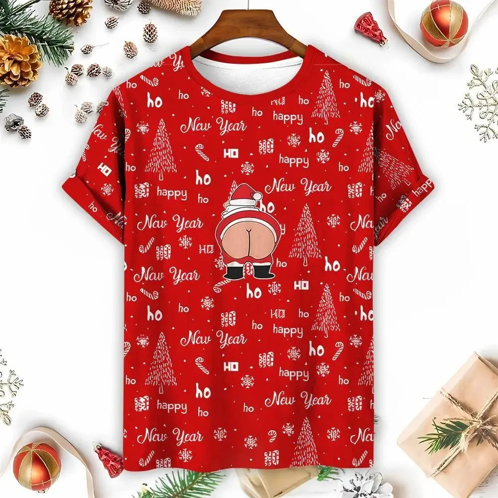 2024 Happy Christmas Women Men's T-Shirt Summer Short Sleeve Casual Fashion 3D Printed Tee Christmas T Shirt New Year Gift wjr1101062