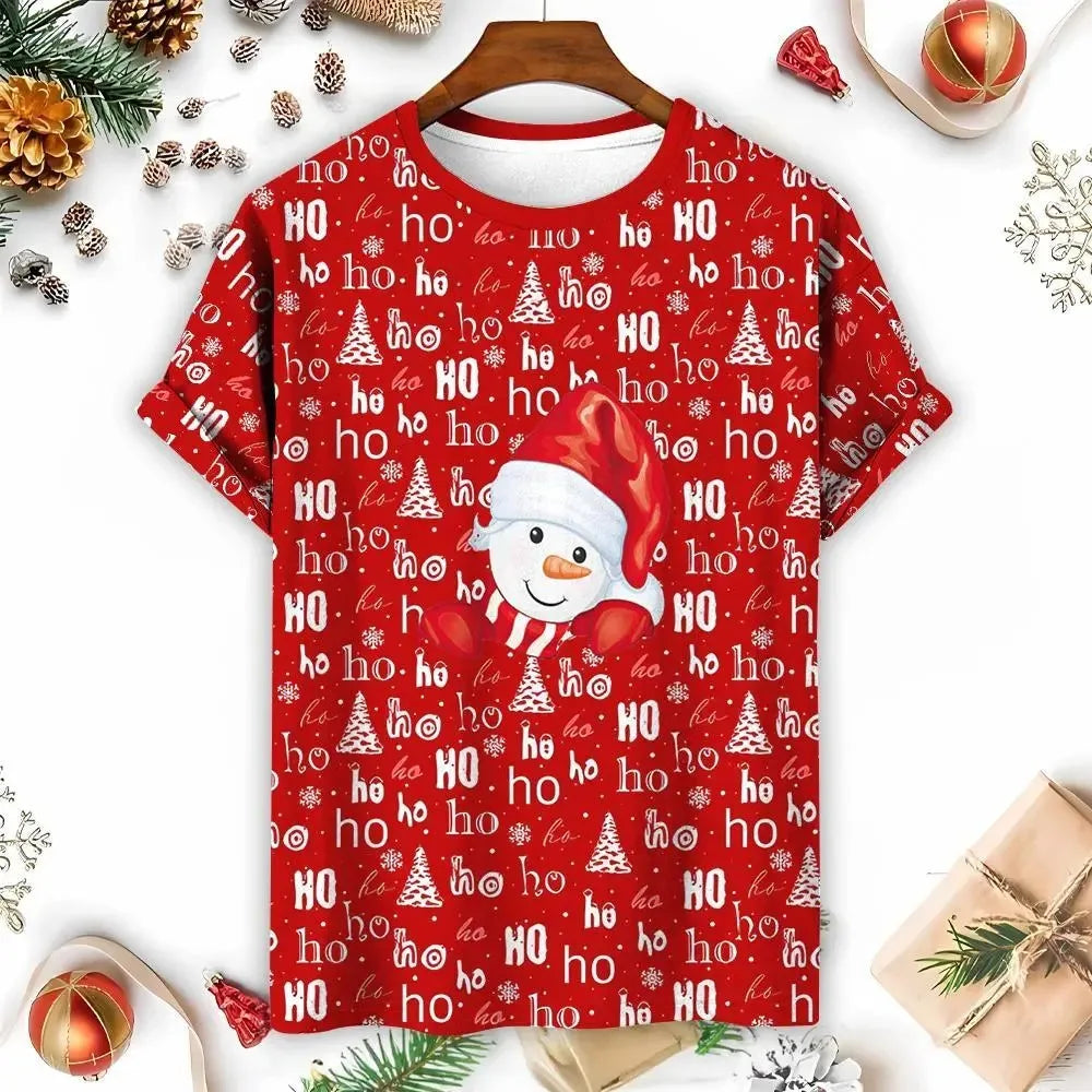2024 Happy Christmas Women Men's T-Shirt Summer Short Sleeve Casual Fashion 3D Printed Tee Christmas T Shirt New Year Gift wjr1101064