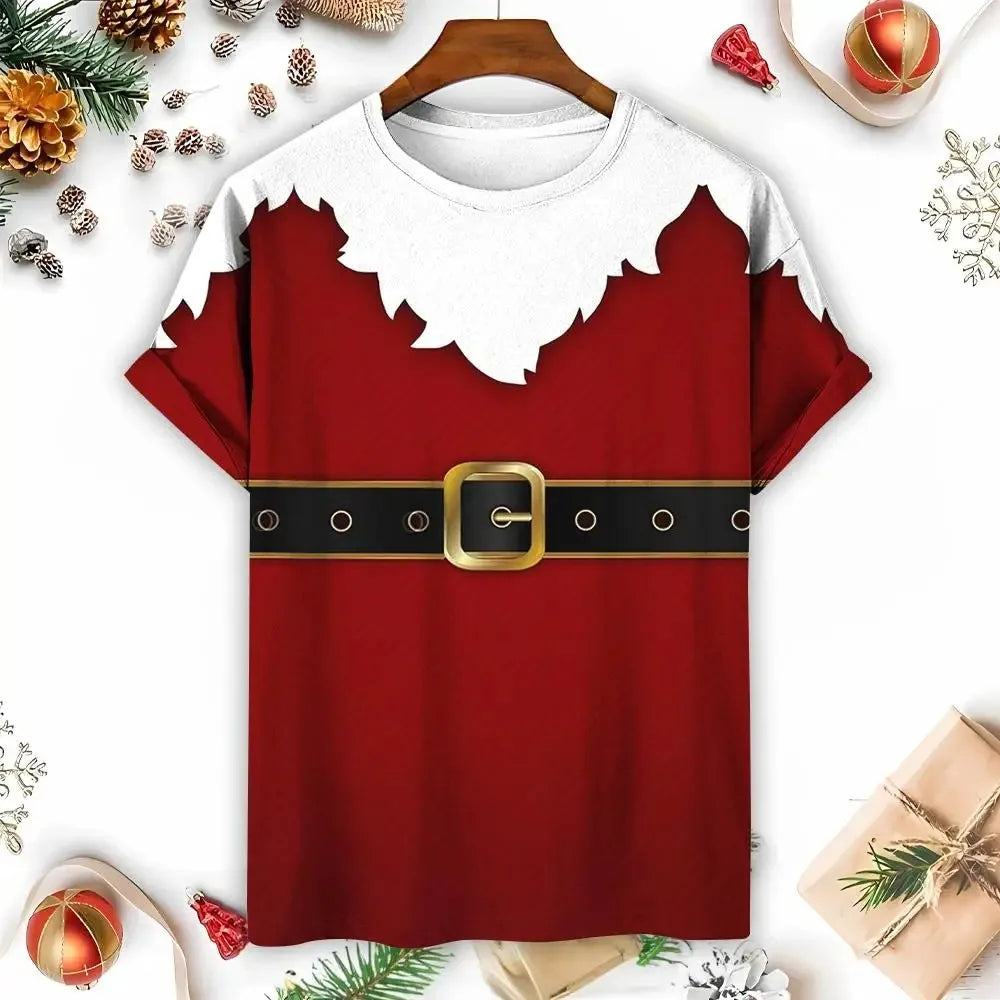 2024 Happy Christmas Women Men's T-Shirt Summer Short Sleeve Casual Fashion 3D Printed Tee Christmas T Shirt New Year Gift wjr1101061