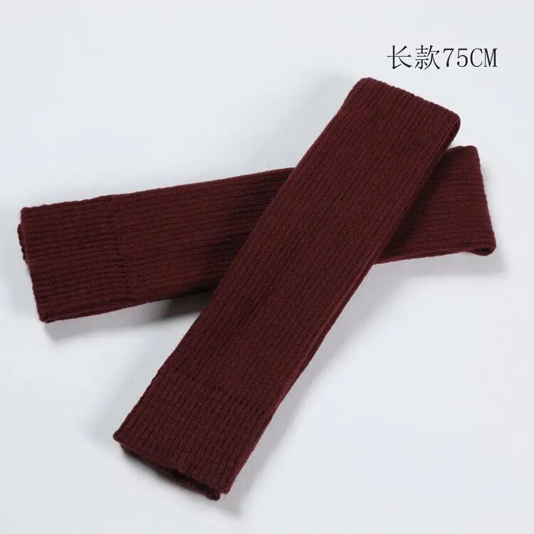 2024 Lolita Long Socks Women Leg Warmers Knitted Warm Foot Cover Arm Warmer Ladies Autumn Winter Crochet Socks Boot Cuffs 75cm Burgundy 75CM