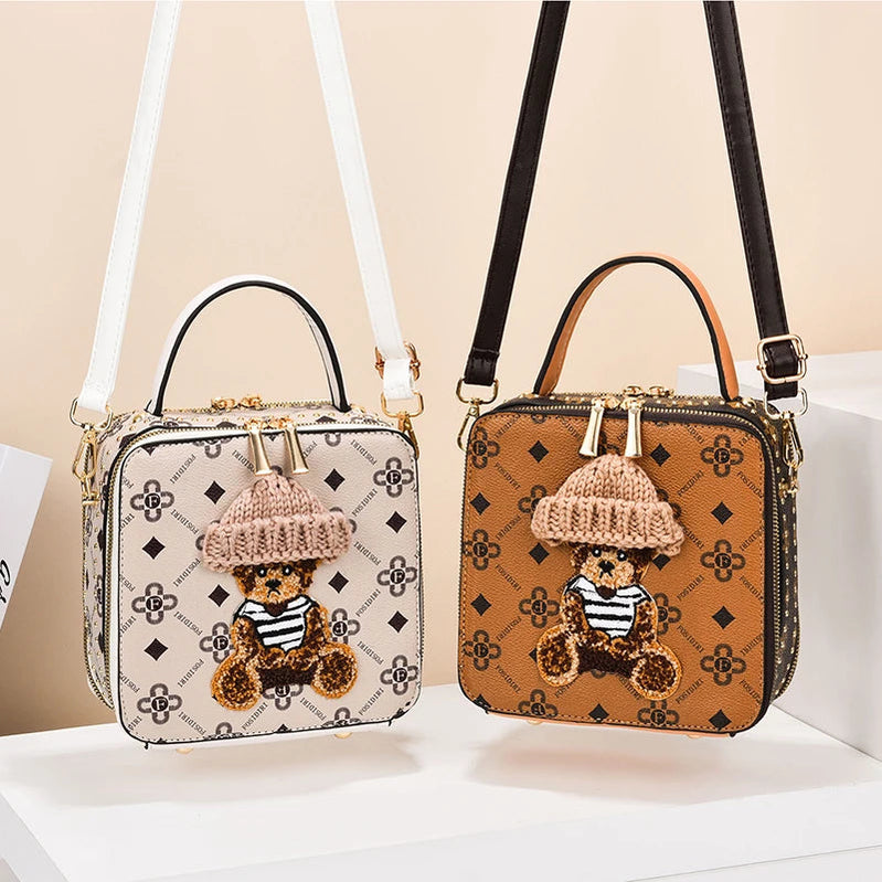 2024 Retro Female Shoulder Bag PU Leather Printing Small Handbag Purses Short Handle Bag Vintage Cross Body Bags for Women