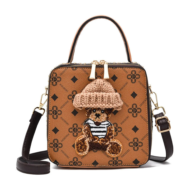 2024 Retro Female Shoulder Bag PU Leather Printing Small Handbag Purses Short Handle Bag Vintage Cross Body Bags for Women