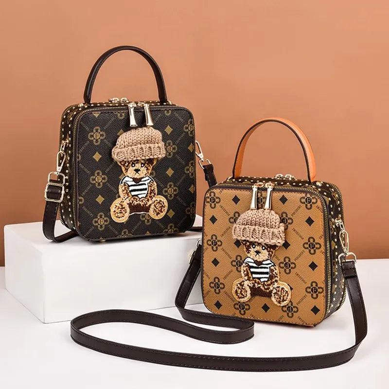 2024 Retro Female Shoulder Bag PU Leather Printing Small Handbag Purses Short Handle Bag Vintage Cross Body Bags for Women