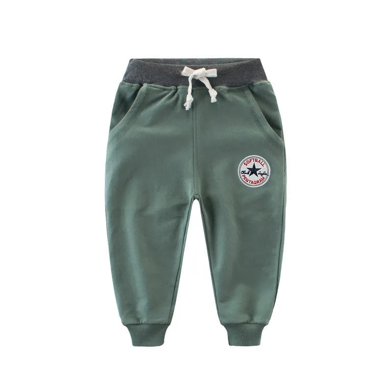 2024 Spring Children Trousers for Boys Girls Kids 100% Cotton Cartoon Casual Sport Long Pants Sweatpants 1 to 9 Years Kids 4-5051-green