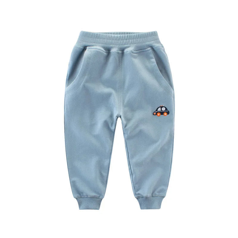 2024 Spring Children Trousers for Boys Girls Kids 100% Cotton Cartoon Casual Sport Long Pants Sweatpants 1 to 9 Years Kids 5-5066-blue2