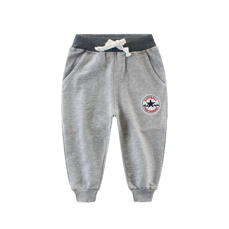 2024 Spring Children Trousers for Boys Girls Kids 100% Cotton Cartoon Casual Sport Long Pants Sweatpants 1 to 9 Years Kids 4-5051-grey