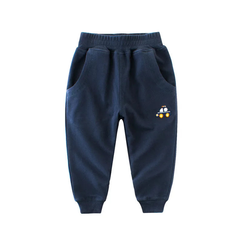 2024 Spring Children Trousers for Boys Girls Kids 100% Cotton Cartoon Casual Sport Long Pants Sweatpants 1 to 9 Years Kids 5-5066-blue