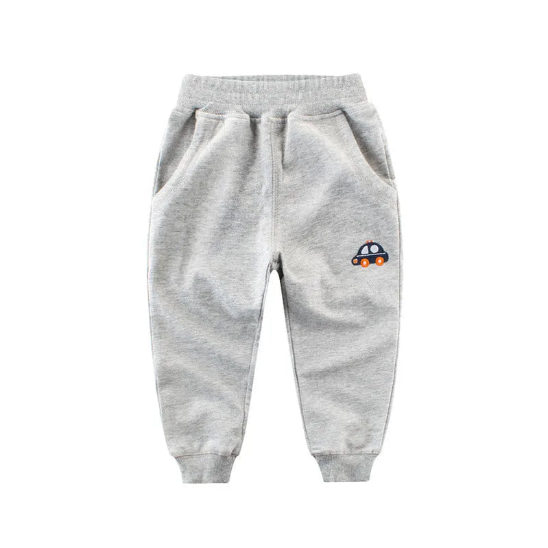 2024 Spring Children Trousers for Boys Girls Kids 100% Cotton Cartoon Casual Sport Long Pants Sweatpants 1 to 9 Years Kids 5-5066-grey