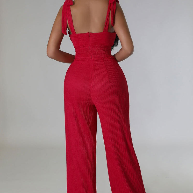 2024 Summer Casual One Piece Jumpsuits For Women Solid Sleeveless Lace Up Backless Pants Street Trendy Female Overalls