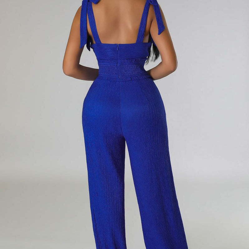 2024 Summer Casual One Piece Jumpsuits For Women Solid Sleeveless Lace Up Backless Pants Street Trendy Female Overalls