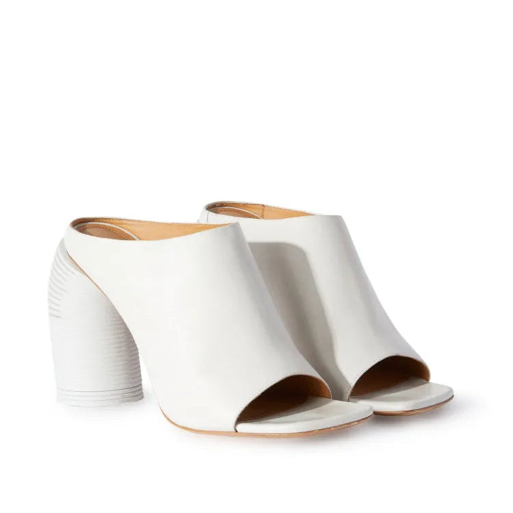 2024 Summer Shaped High Heel Women's Sandals Fashion Open Toe Square Head Muller Shoes 44 Large Women's Slippers 521-white