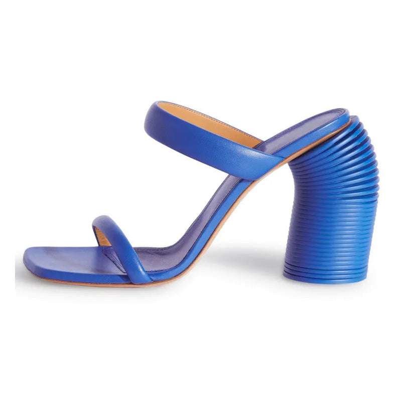 2024 Summer Shaped High Heel Women's Sandals Fashion Open Toe Square Head Muller Shoes 44 Large Women's Slippers