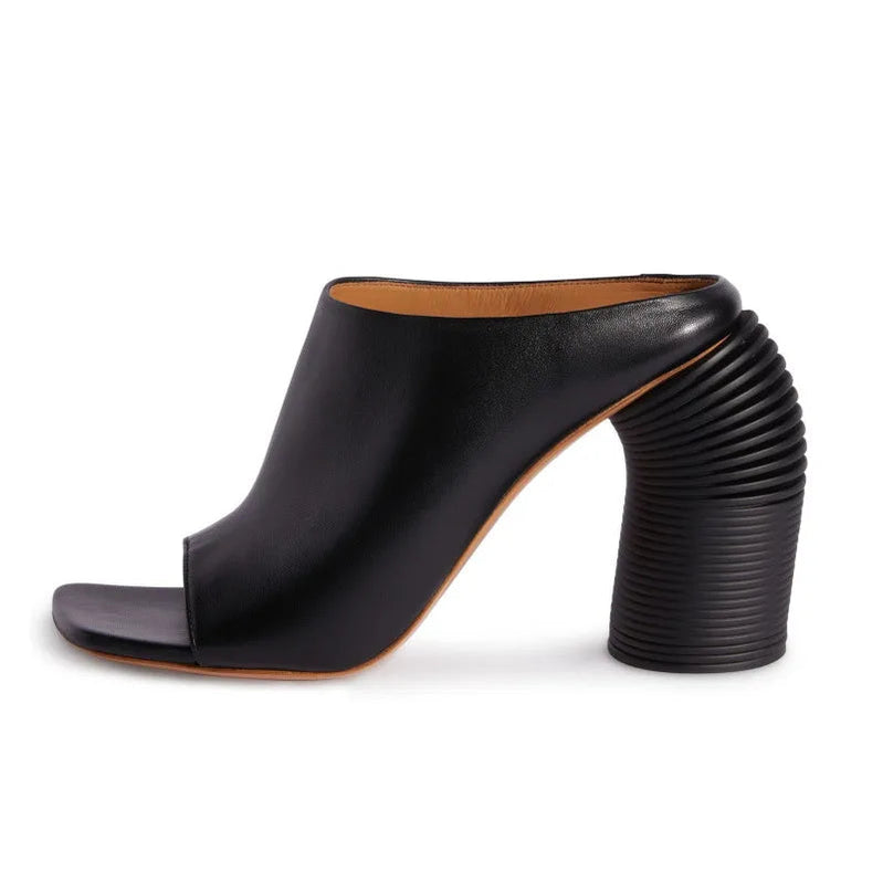 2024 Summer Shaped High Heel Women's Sandals Fashion Open Toe Square Head Muller Shoes 44 Large Women's Slippers