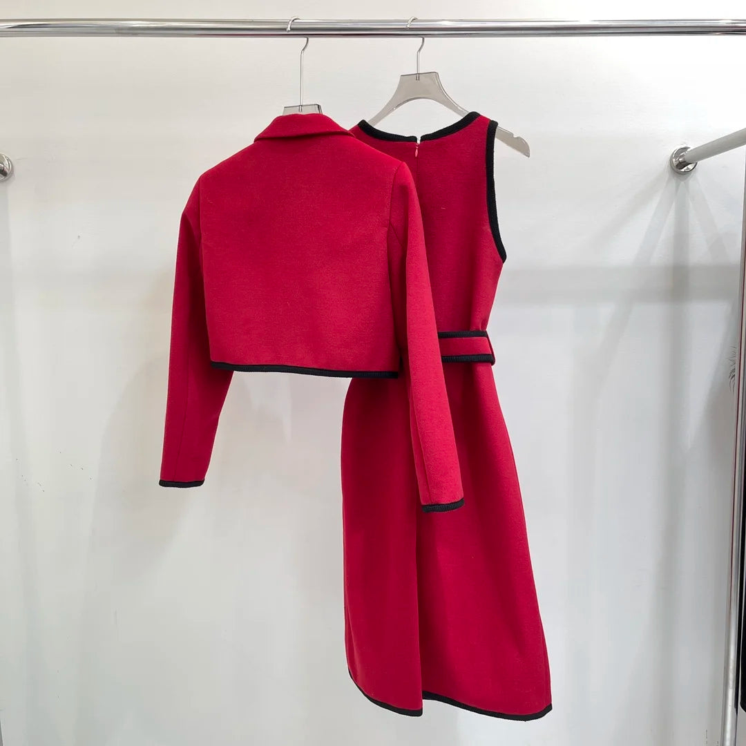 2024 autumn and winter women's high-end custom-made two-piece set Jacket + Dress 01