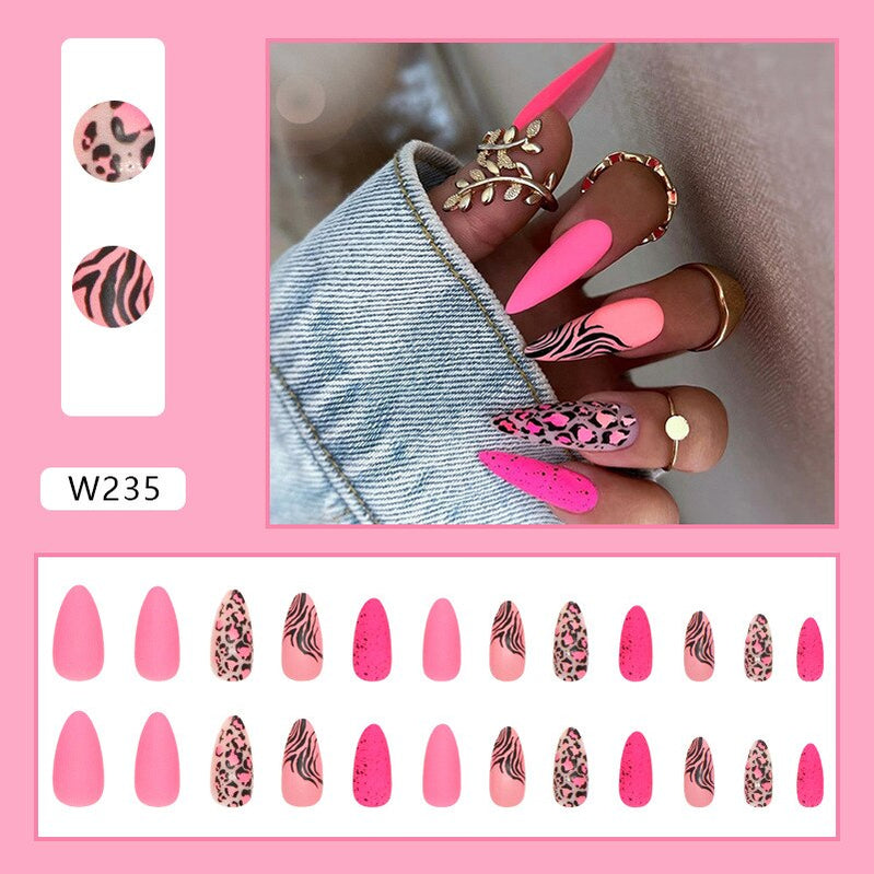 24P Removable Ballerina Press On Nail Art Long Round Head Fake Nails Full Cover Artificial Wearing Reusable False Nails Finished W235