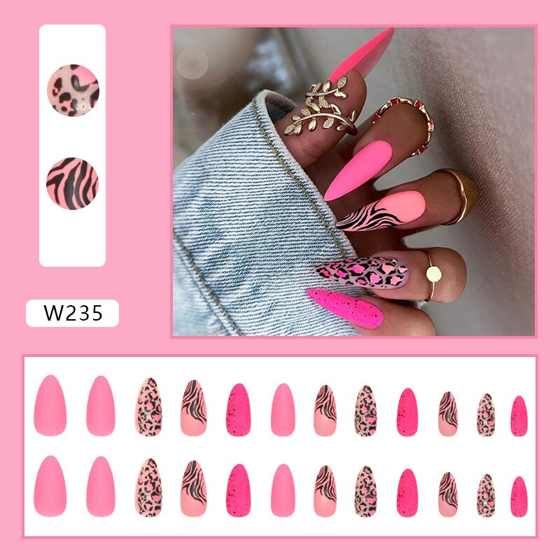 24P Removable Ballerina Press On Nail Art Long Round Head Fake Nails Full Cover Artificial Wearing Reusable False Nails Finished W235