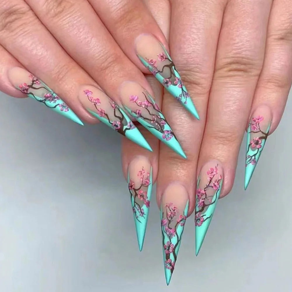 24Pcs Christmas Exclusive False Nails Wearable Xmas Style Fake Nails Checked Snowflake Design Full Cover Press on Manicure Tips* TD146-CY246