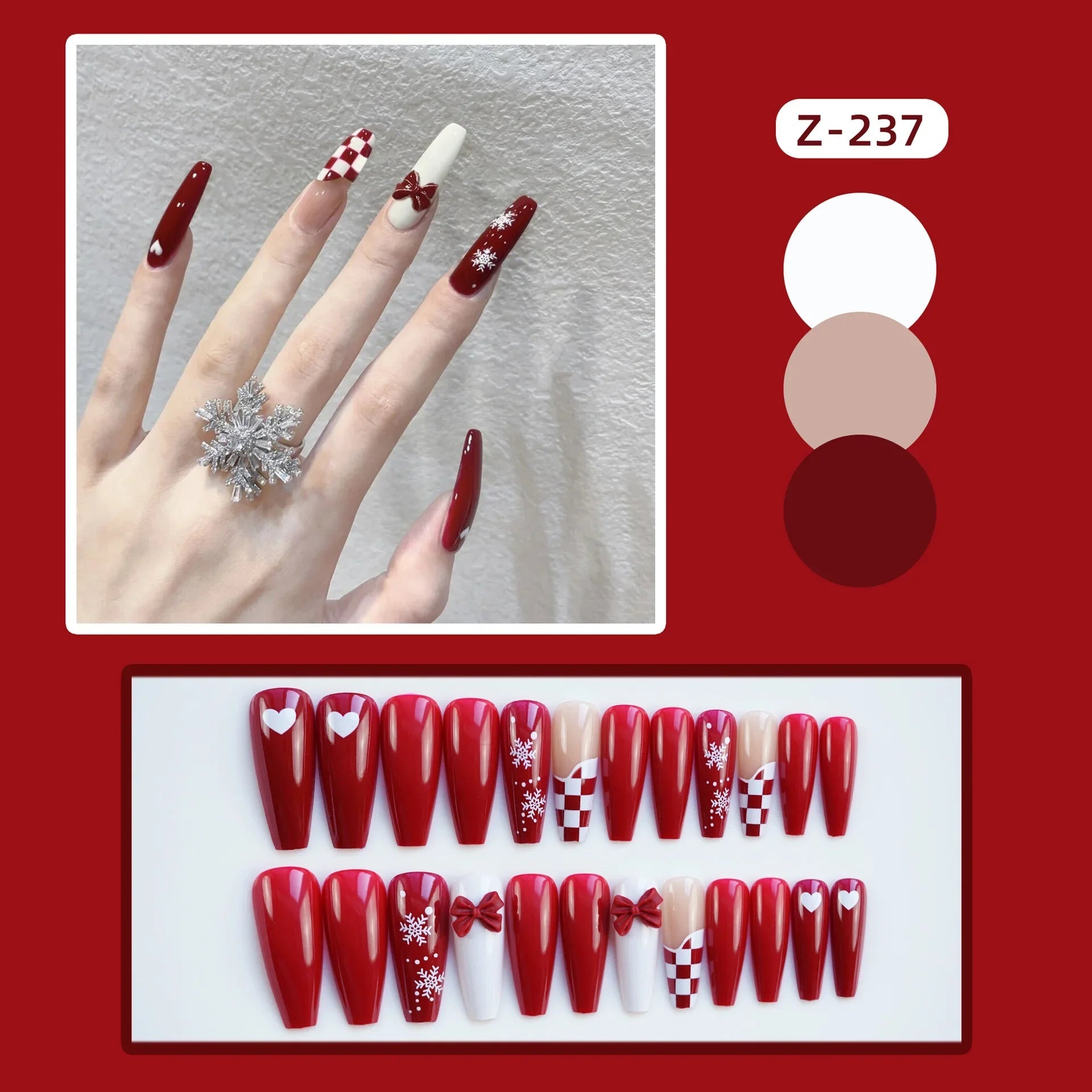 24Pcs Christmas New Purple Rabbit Cute Short False Nails Tips Snowman Elk Pattern Design Wearable Fake Nails Press On Nail Art Z237