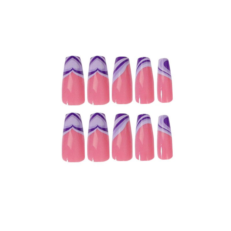 24Pcs Fashion Wearable Nail Art Butterfly Design Detachable Nude Color Coffin Fake Nails with Glue Full Cover Press on Nails MT686JP1341