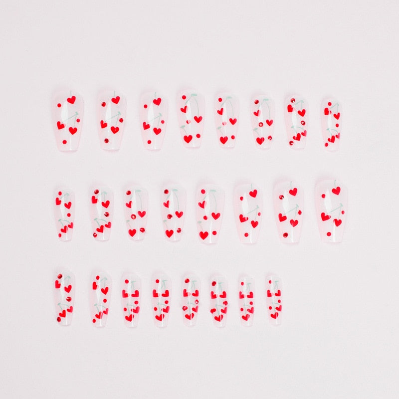 24Pcs Fashion Wearable Nail Art Butterfly Design Detachable Nude Color Coffin Fake Nails with Glue Full Cover Press on Nails MT676JP1601