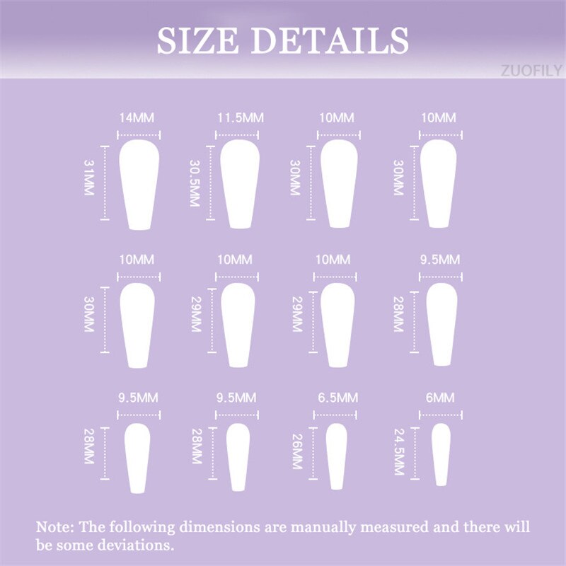 24Pcs Long Love Bow Design French Style Fake Nails Cute Flowers Blue Flame Detachable Press on False Nail Tips Manicure Nail Art