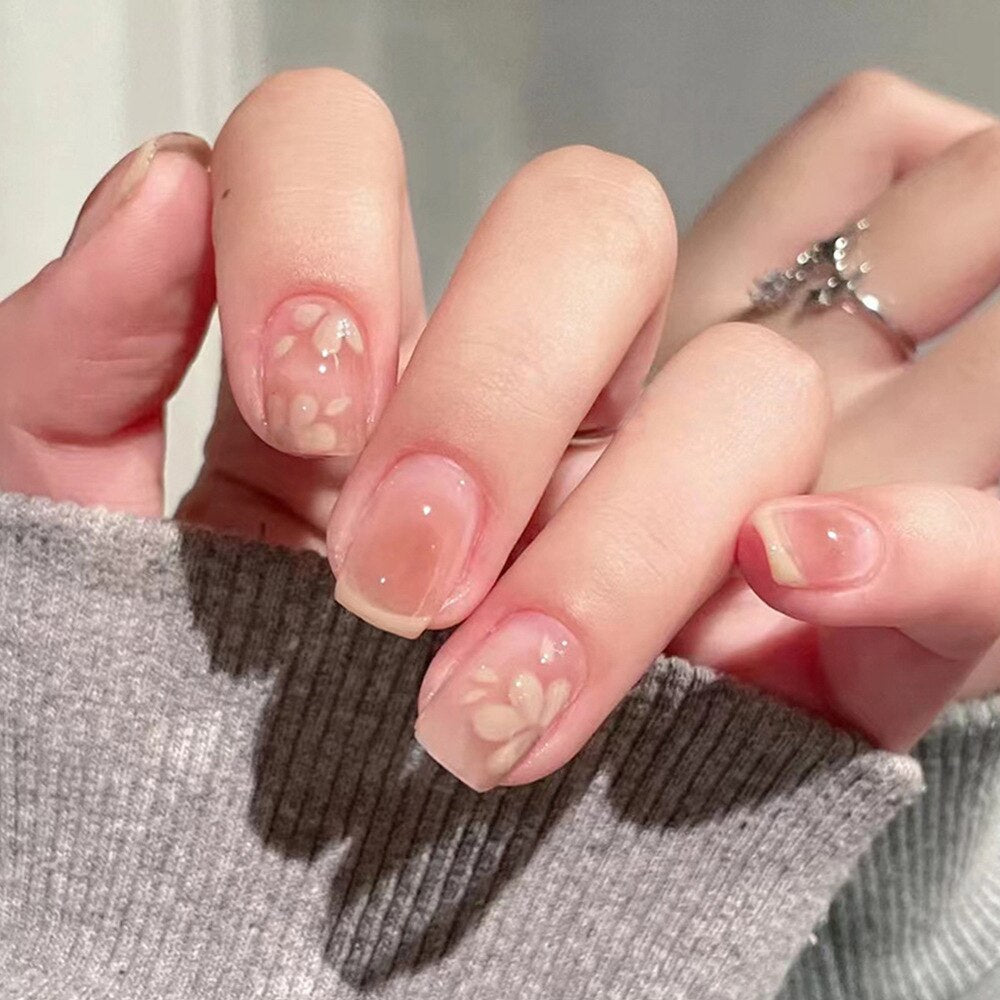 24Pcs Square Head False Nails 2023 New Full Cover Nail Tips Detachable Short Fake Nails Press on Nails Manicure Tools H04