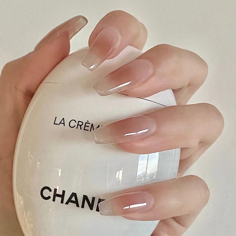 24pcs Checkerboard False Nails Wearable Fake Nails Long Coffin Full Cover Press On Square Head Manicure New French Manicuree R565