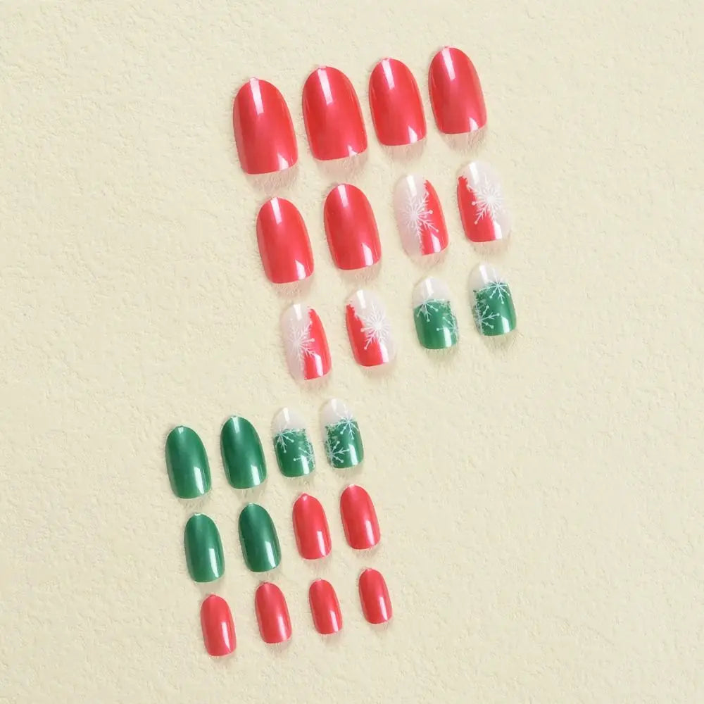 24pcs Christmas Almond False Nails Press on Nails Fake Nail Tips DIY Full Cover Detachable fake asses Wholesale nails accessorie