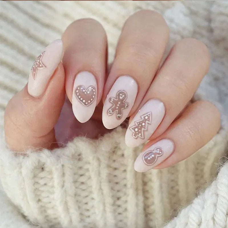 24pcs Christmas Red Fake Nail Patch Snowflake Xmas Ball Fake Nail Christmas Decorations Artificial Nails for Girl Gifts 20