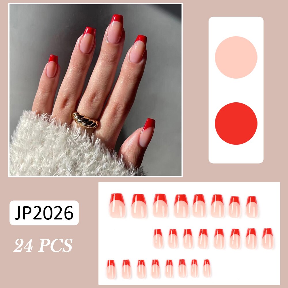 24pcs Coffin False Nails Glitter Rainbow Flowers Press on Nail Patch Short Manicure Nail Tips False Nail Acrylic Patch wholesale Spain J10