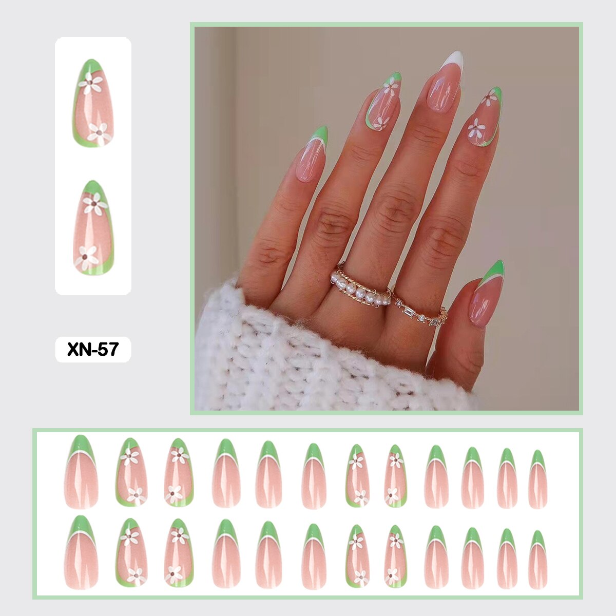 24pcs Girlish Colorful Graffiti Nail Art Fake Nails With Glue Pink Purple Short Press on False Nails With Wearing Tools XN-57