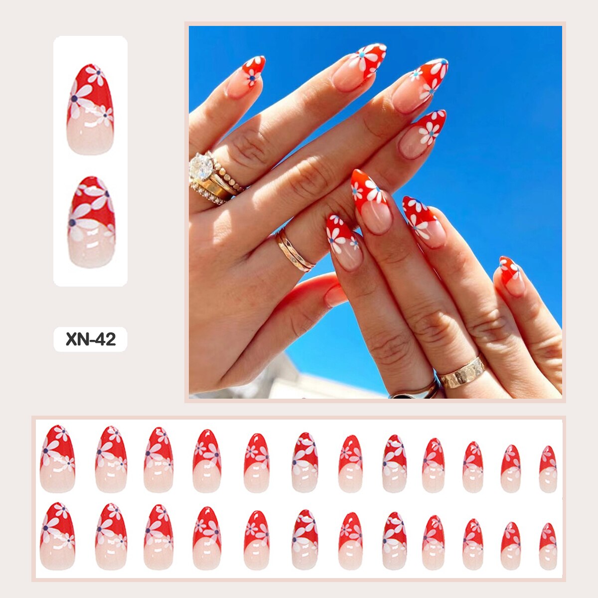 24pcs Girlish Colorful Graffiti Nail Art Fake Nails With Glue Pink Purple Short Press on False Nails With Wearing Tools XN-42