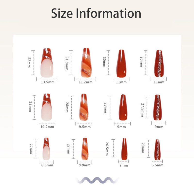 24pcs Kawaii Press on Nails y2k False Nails Set Rhinestone Acrylic Artificial Nails with Design Reusable french Long Fake Tips