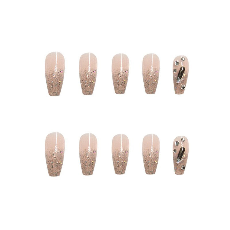 24pcs Rhinestone Design Fake Nails Shiny Bridal Women Lady party nail DIy Decorations Press On nail Tips False Nail Patch