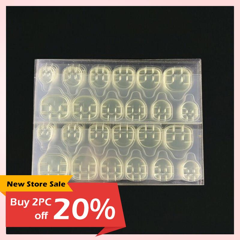 24pcs Simple Style Nail Art Colorful Lines Fake Nails In Shape Of Water Drop Press On False Nails With Glue DIY Nail Art Tips 24pcs Glue