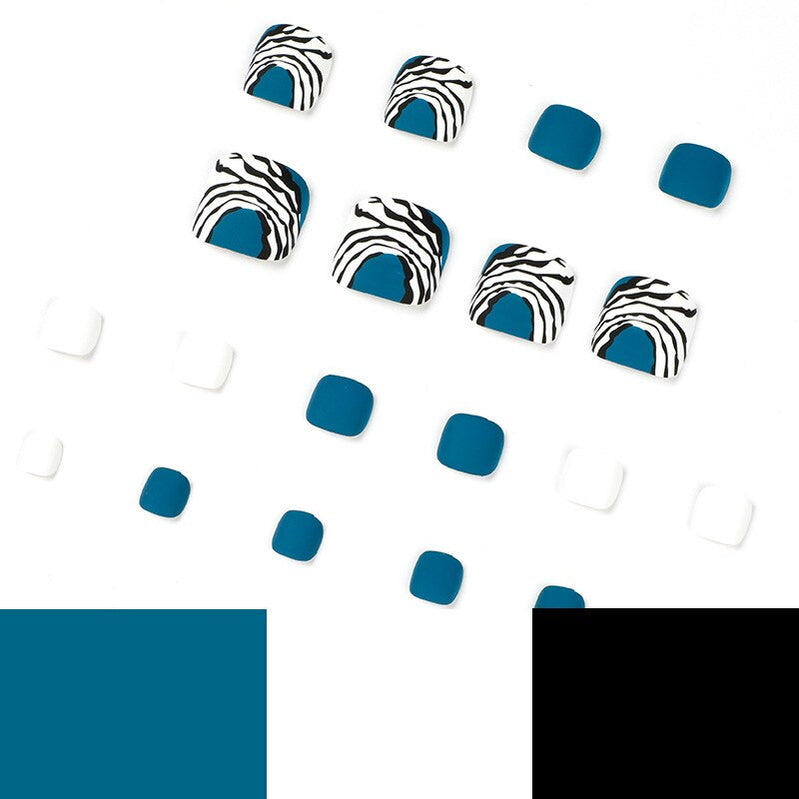 24pcs Summer Press on Toe Nails Fake Nail Tips with Designs Matte Set Red Rhinestone Reusable False Stick-on Nails Art