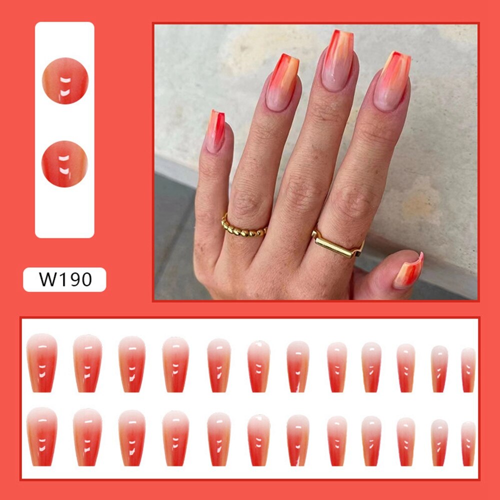 24pcs Wearable Fake Nails Blue Smudged Medium Long Coffin Gold Foil False Nails Full Cover Nail Tips Set Press On Nails DIY Tool 4