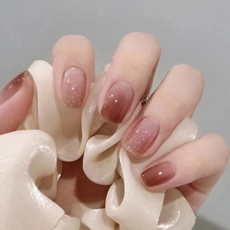 24pcs Wearable Pink Press On Fake Nails Tips With Glue false nails design Butterfly Lovely Girl false nails With Wearing Tools 578