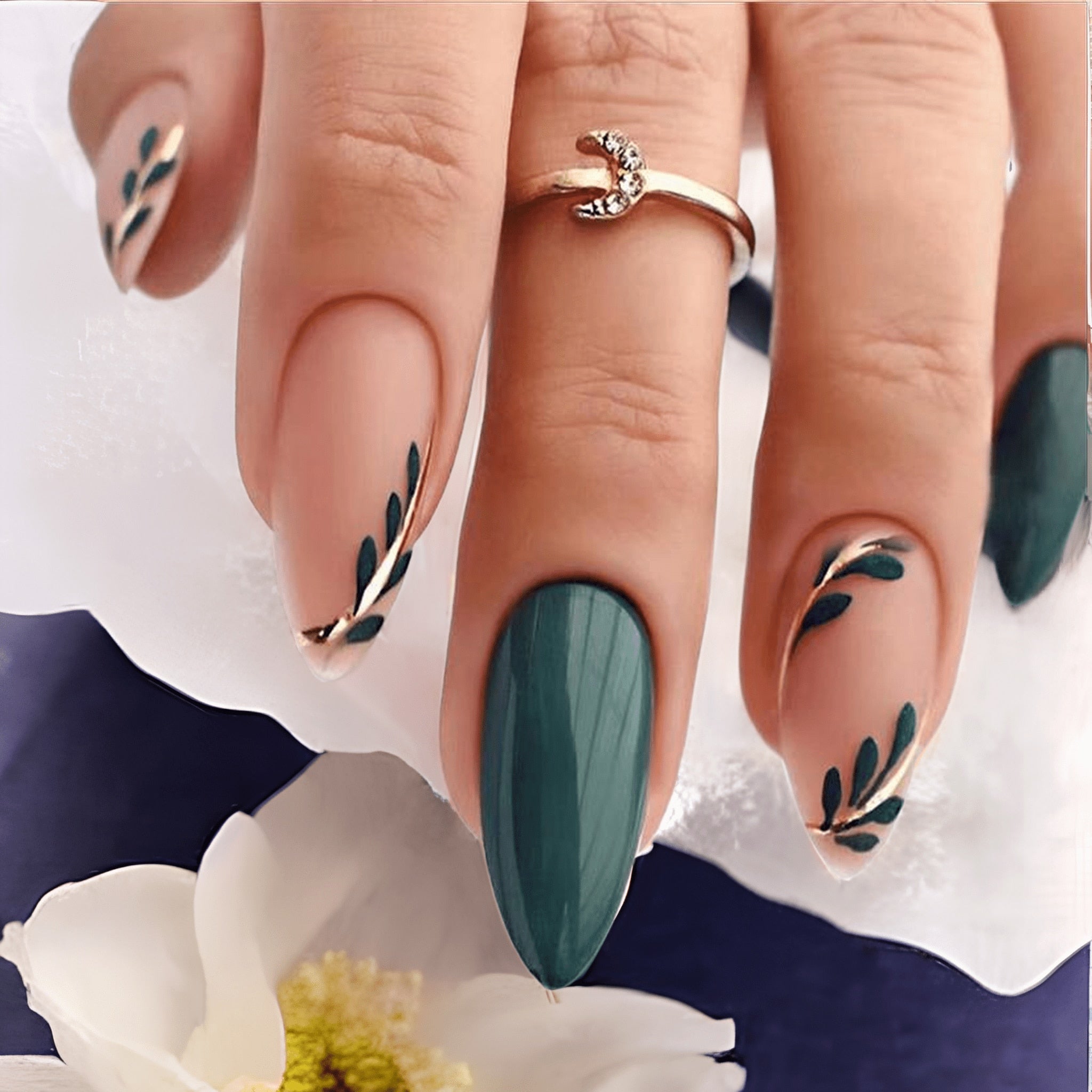 24pcs false nails with almond head French artificial nails with glue Long Paragraph Manicure full cover Stiletto press on nails