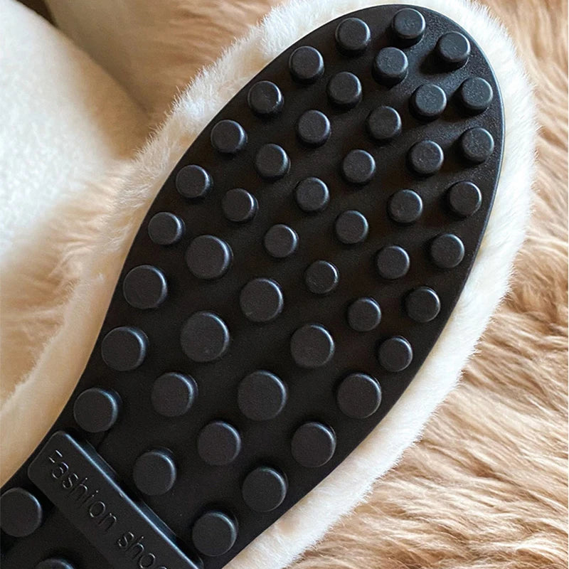 Winter Warm Women’s Plush Flat Shoes Korean style mary jane Ladies casual boat shoes Outdoor work shoes