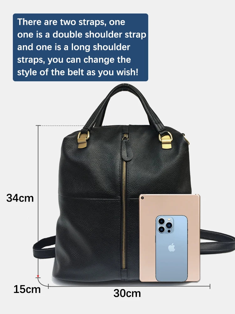 Vintage Women's Genuine Leather Outdoor Backpacks Anti-Theft Large School Bag Designer Travel Satchel Shoulder Crossbody