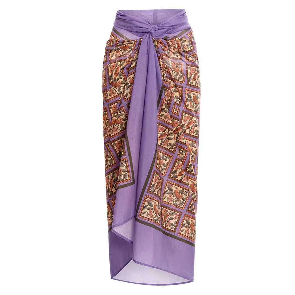 Purple Floral Swimsuit Three Piece Vintage String Lace Up Bikini High Waist Backless Women's Fashion Plus Size Sexy Color cover